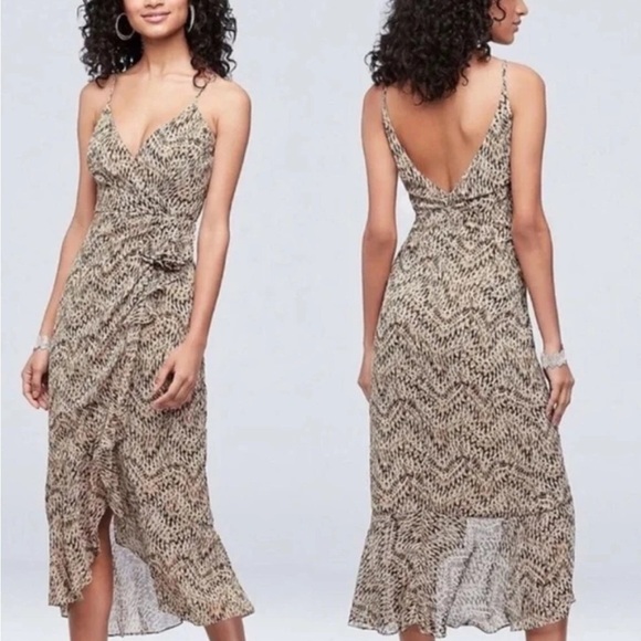 Bardot Revolve Cascading Ruffle Printed Ellie Midi Dress Slip Dress Sundress 8/M - Picture 1 of 17
